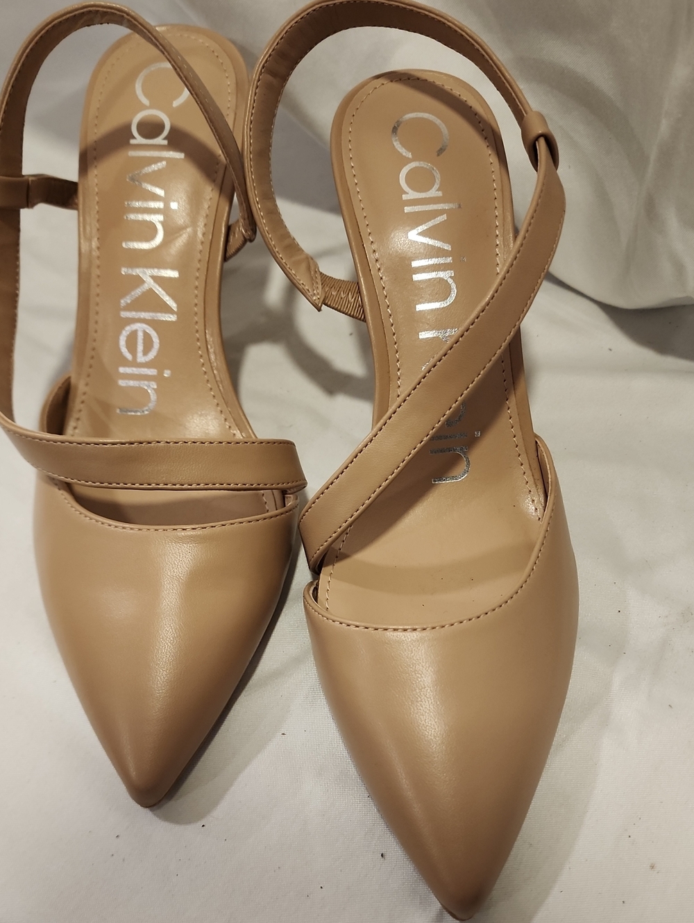Calvin Klein "Greer" slingback pumps in a light beige/natural shade 3.5" Heels